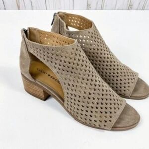 Lucky Brand  Taupe Cutout Sandals